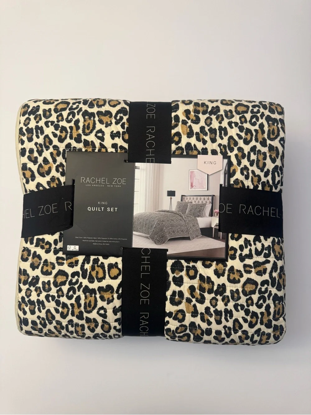 3pc RACHEL ZOE King Cheetah Leopard Animal Print Quilt Set - 106